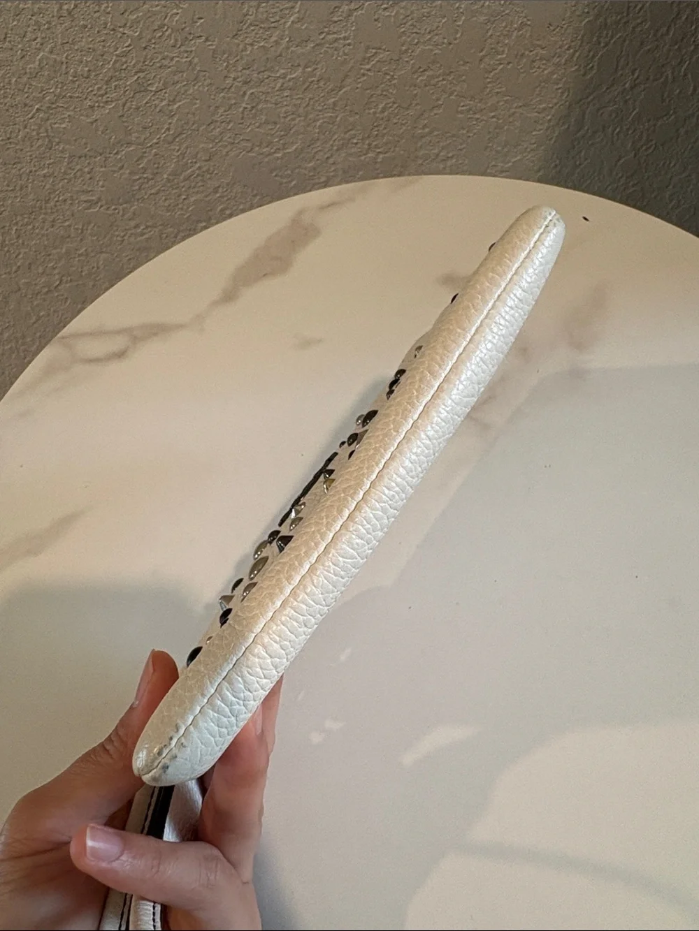 Coach White Leather Wristlet with Mixed Metal Studs - Picture 10 of 14